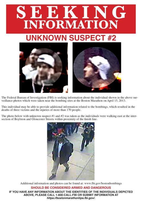Wanted poster showing the suspects in the Boston Marathon Bombing