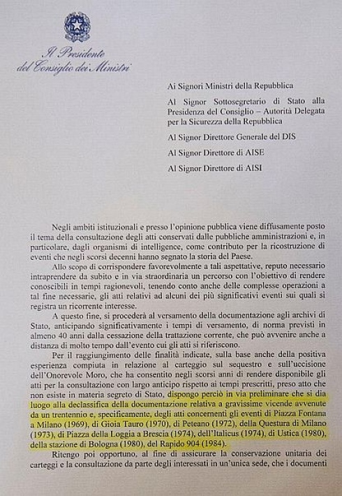 ‘Segreti di stato’, Renzi apre gli archivi sulle stragi